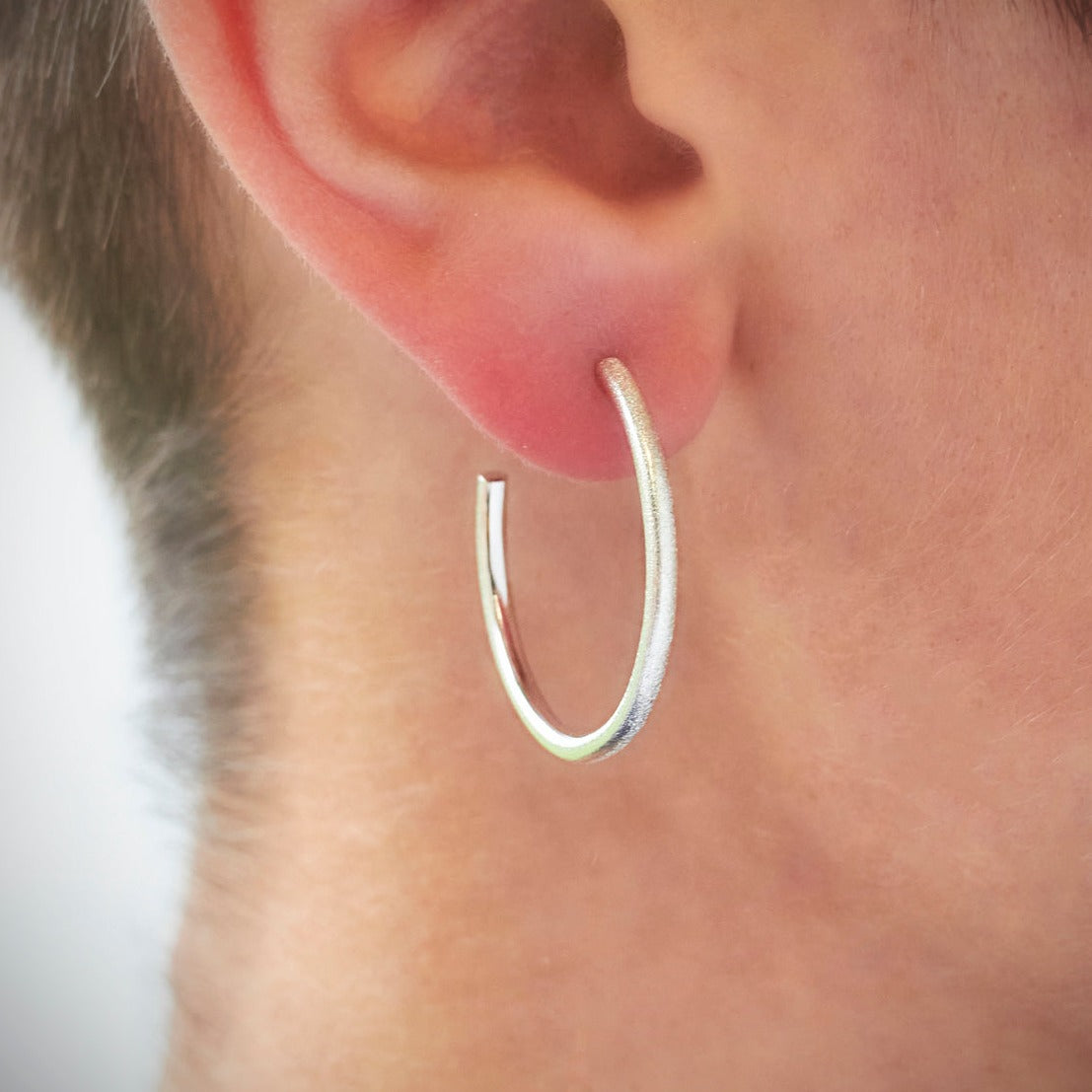 Silver Stacking Hoop Frosted Earrings Bundle