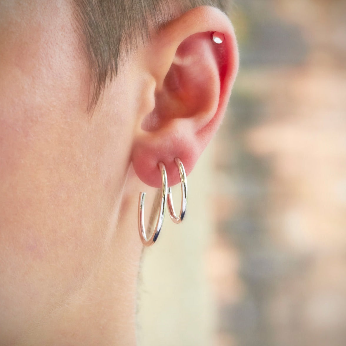 Silver Mini Stacking Hoop High Shine Earrings