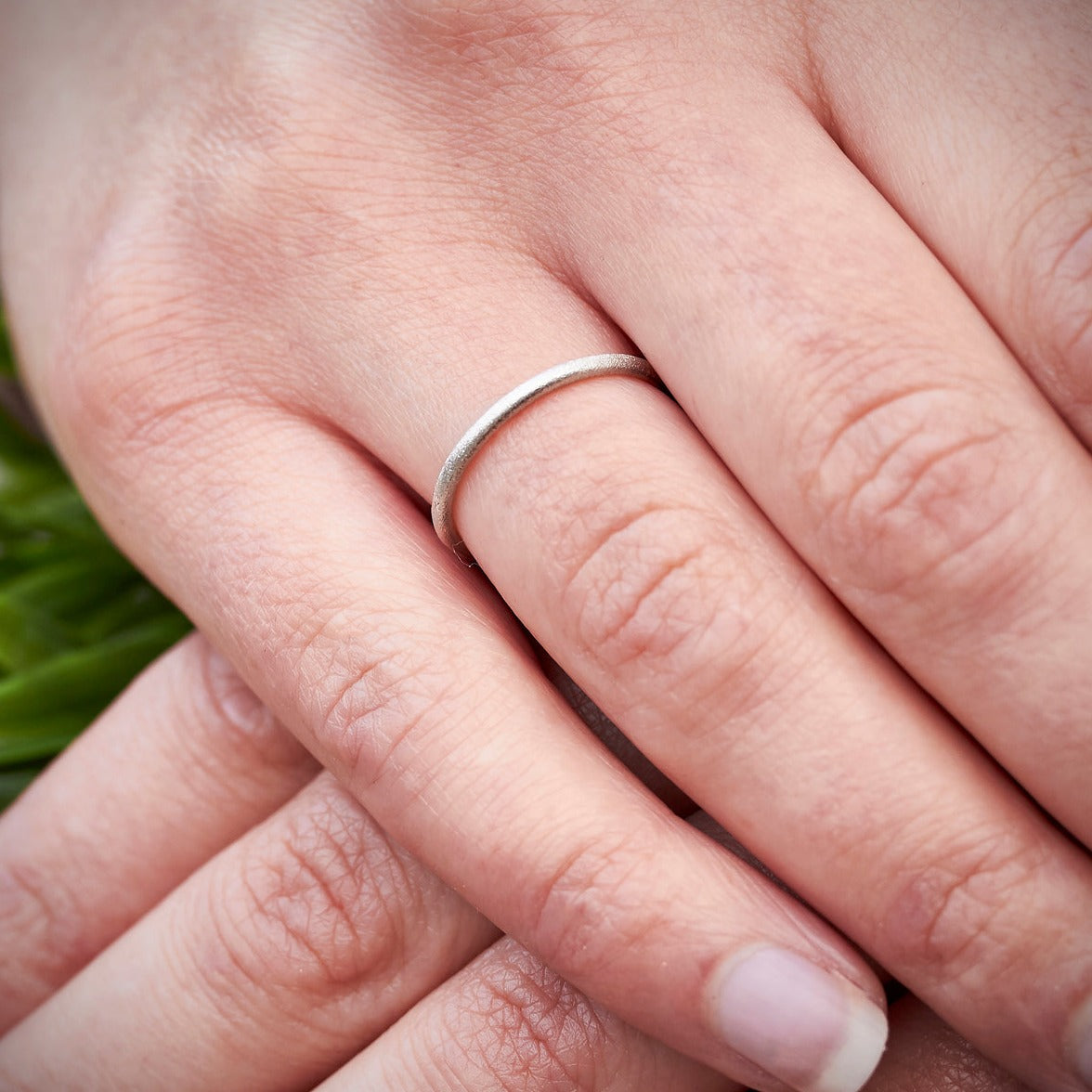 Silver Slender Frosted Stacking Ring
