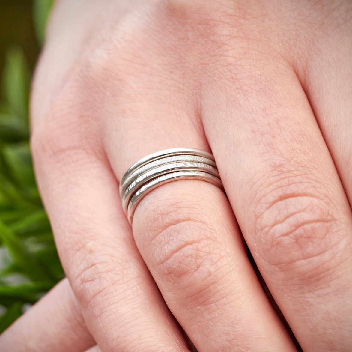 Slender Dimpled Stacking Ring by Emma White