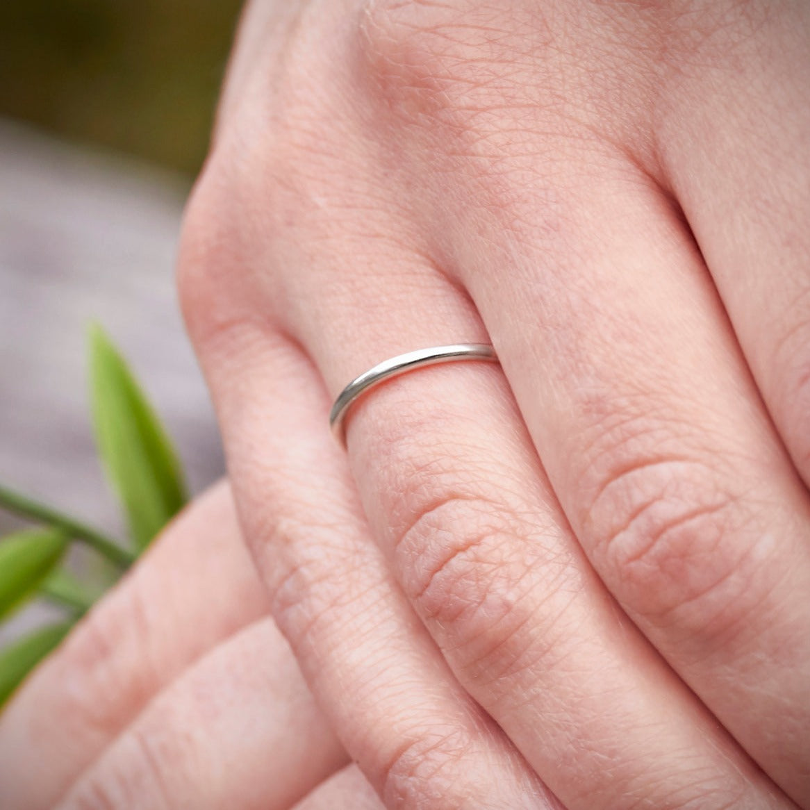 Silver Slender High Shine Stacking Ring