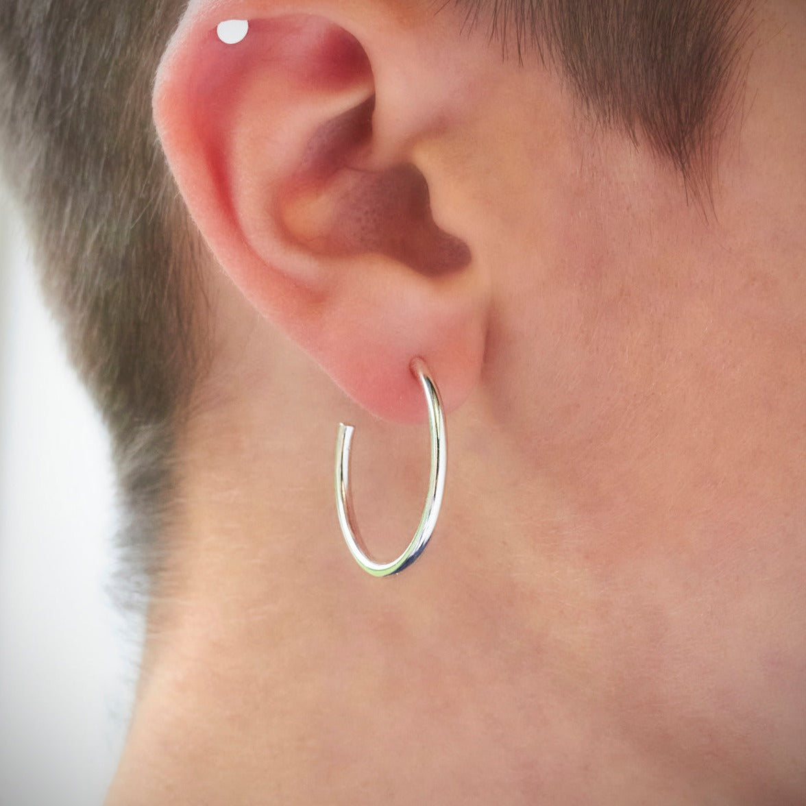 Silver Stacking Hoop High Shine Earrings Bundle