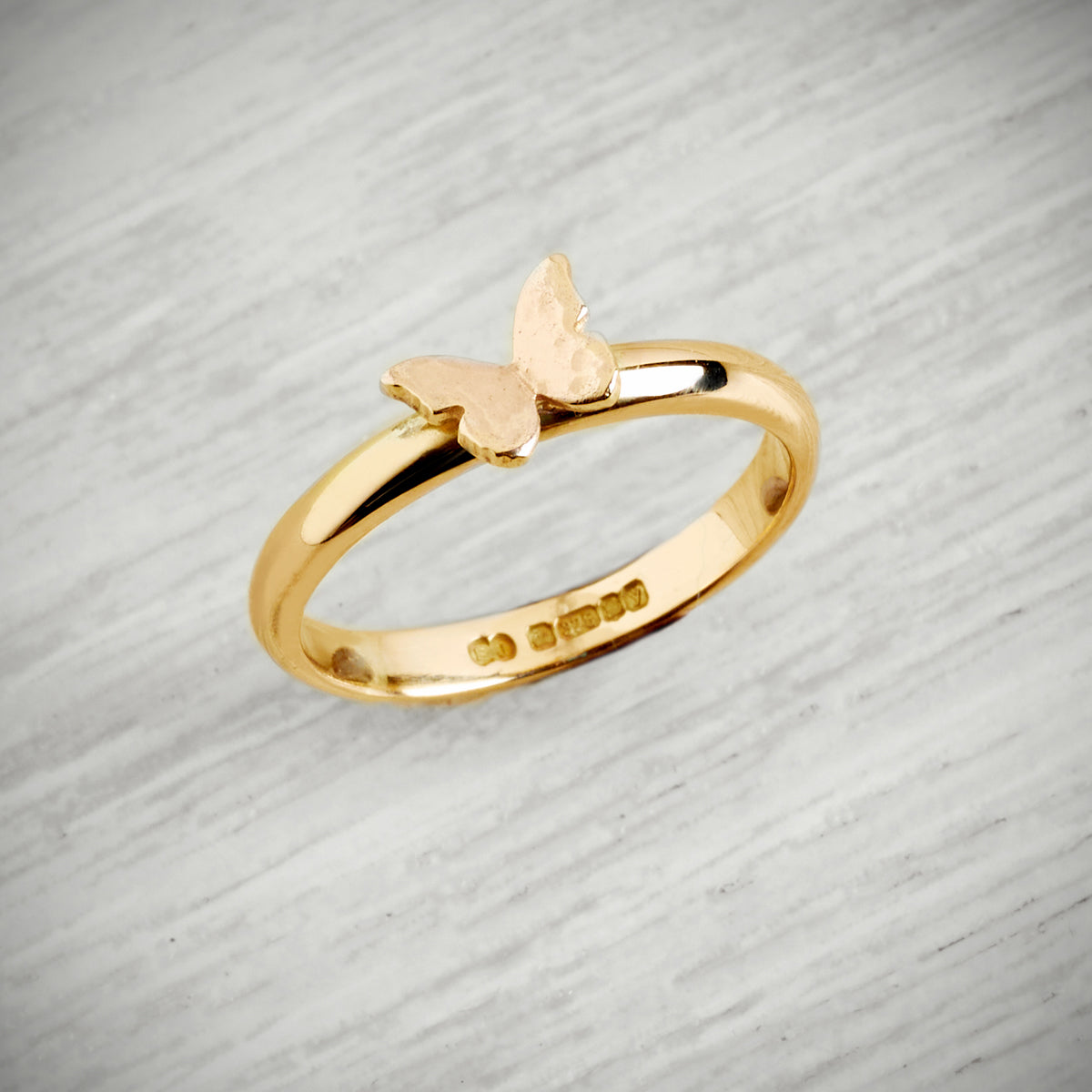 Solid Gold Tiny Butterfly Ring