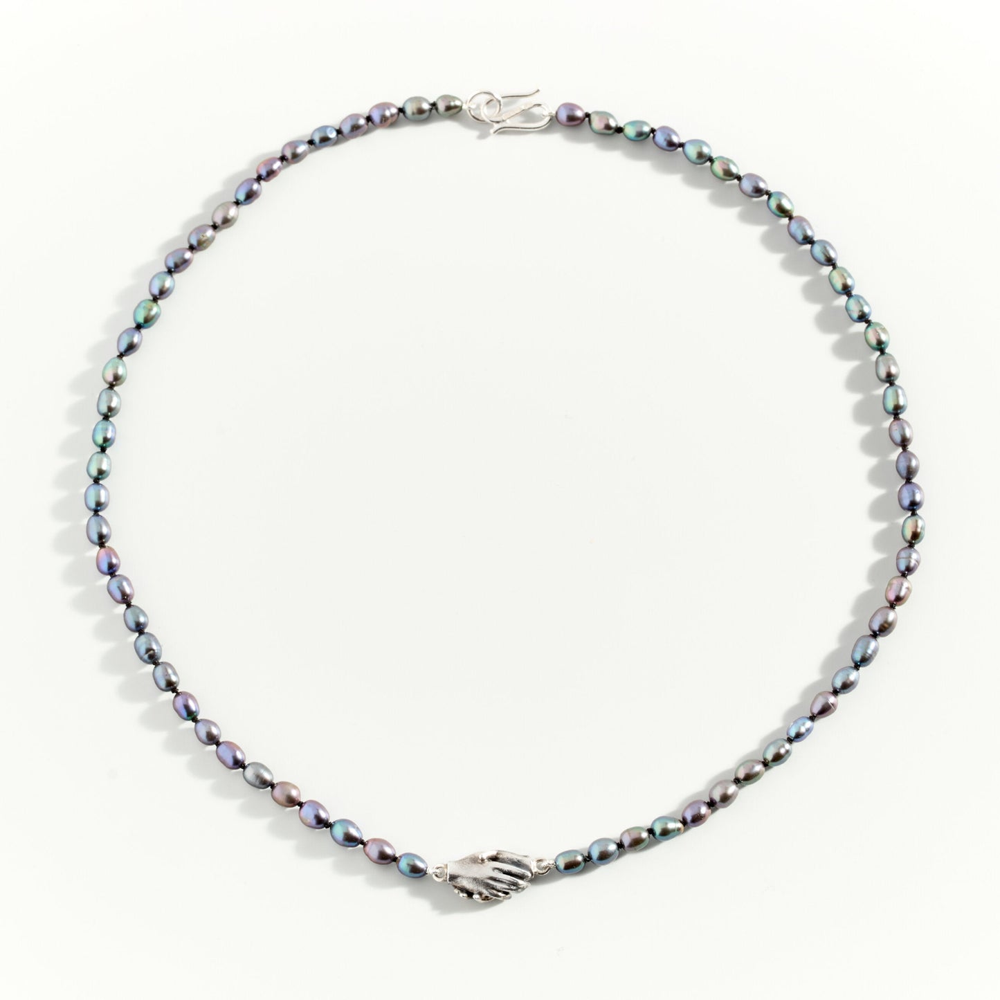Clasped Hands Peacock Pearl Choker by Emma White