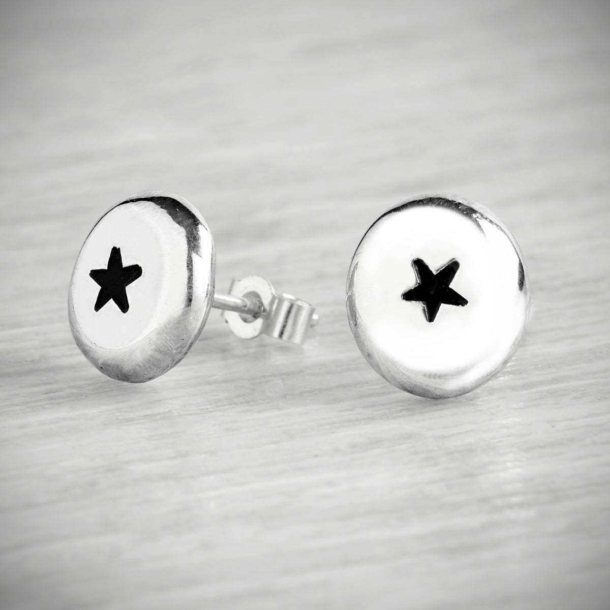 Silver Star Pebble Studs