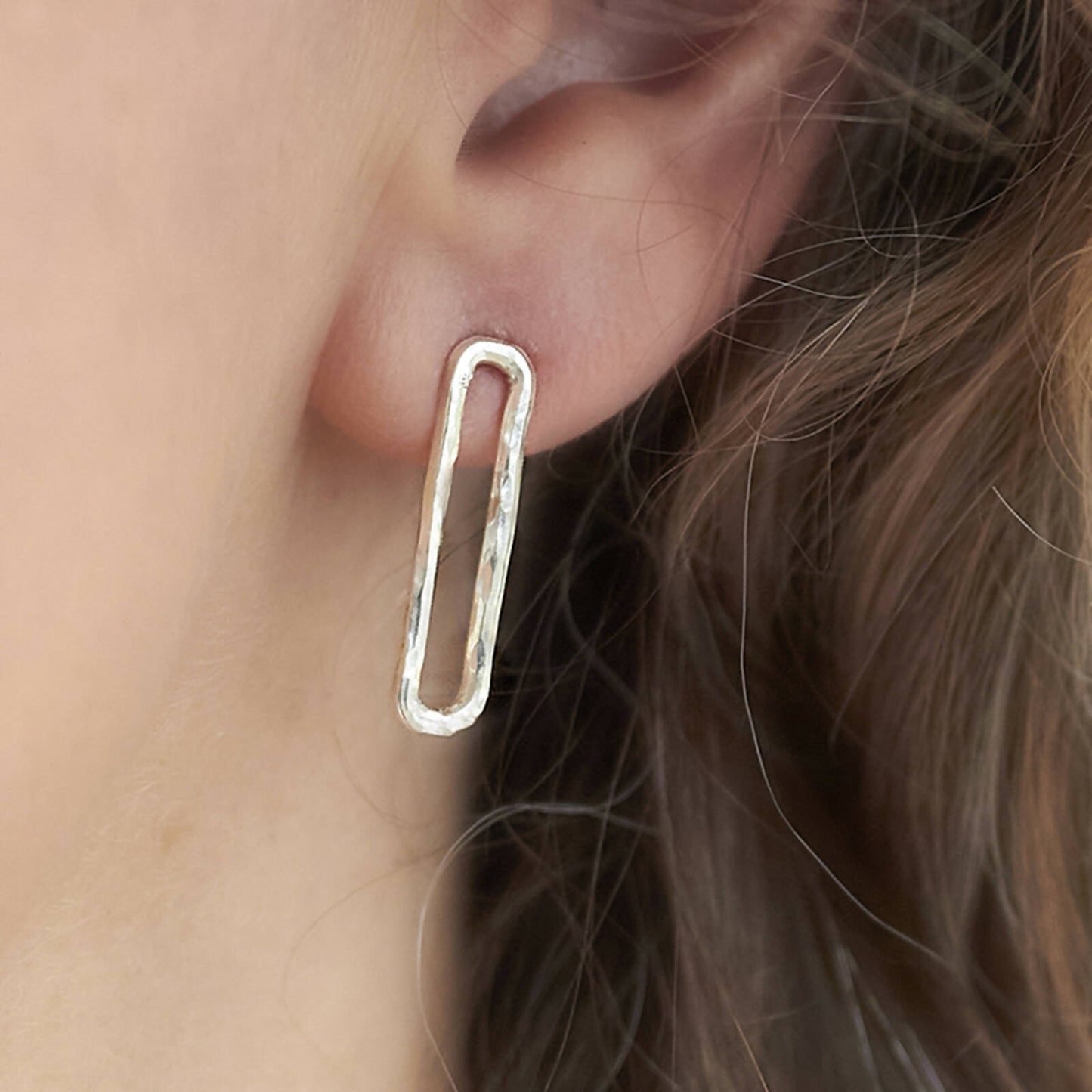 Silver Paperclip Studs by Emma White