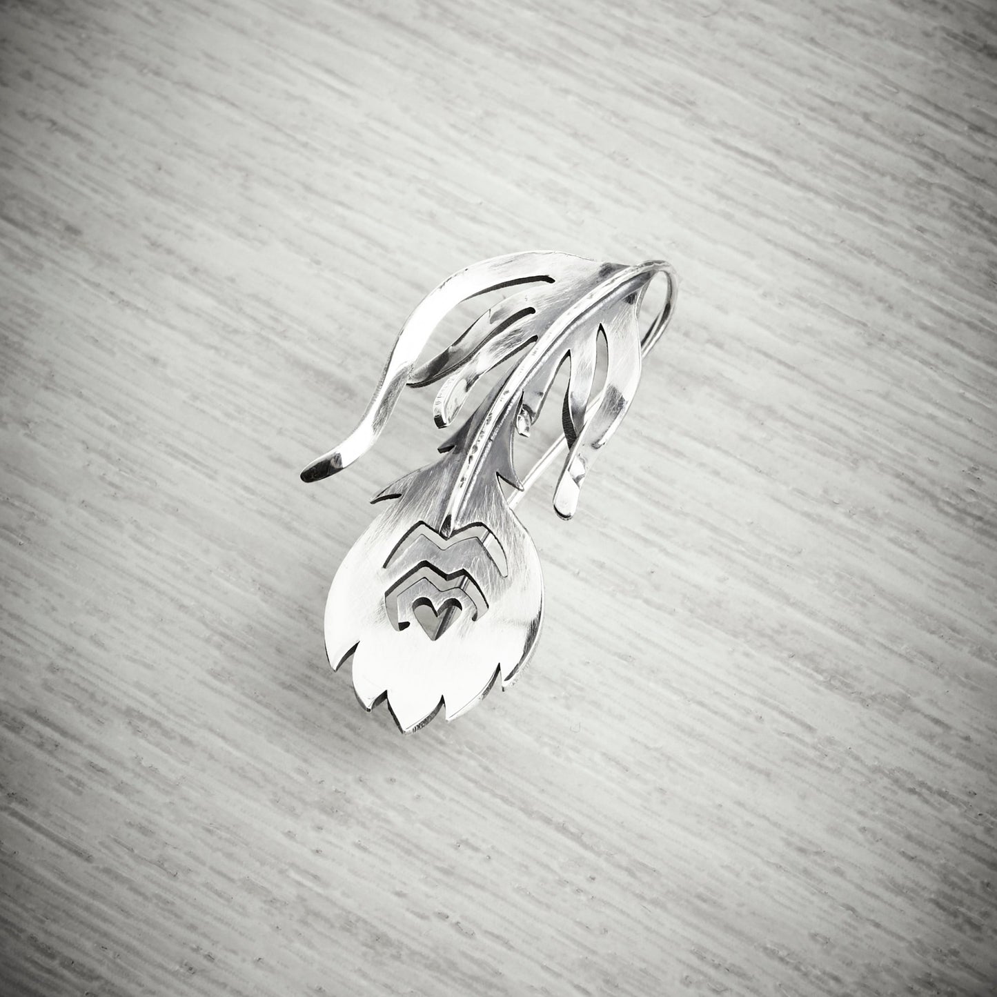 Small Minimalist Peacock Feather Earring by Emma White