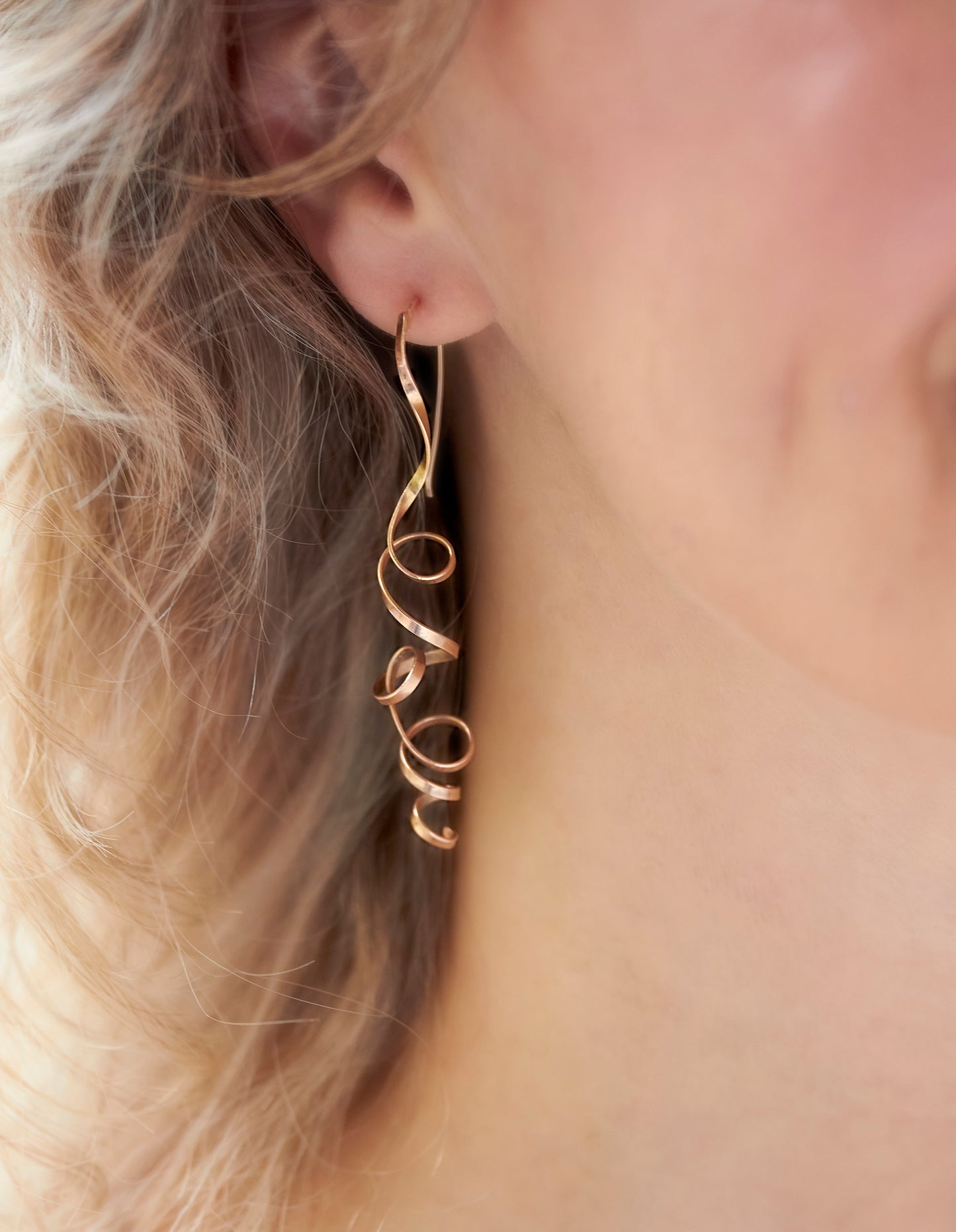 Rose Gold Asymmetric Earrings By Emma White