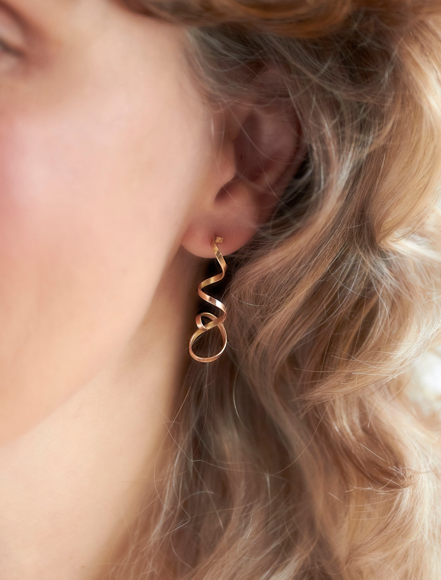 Rose Gold Asymmetric Earrings By Emma White