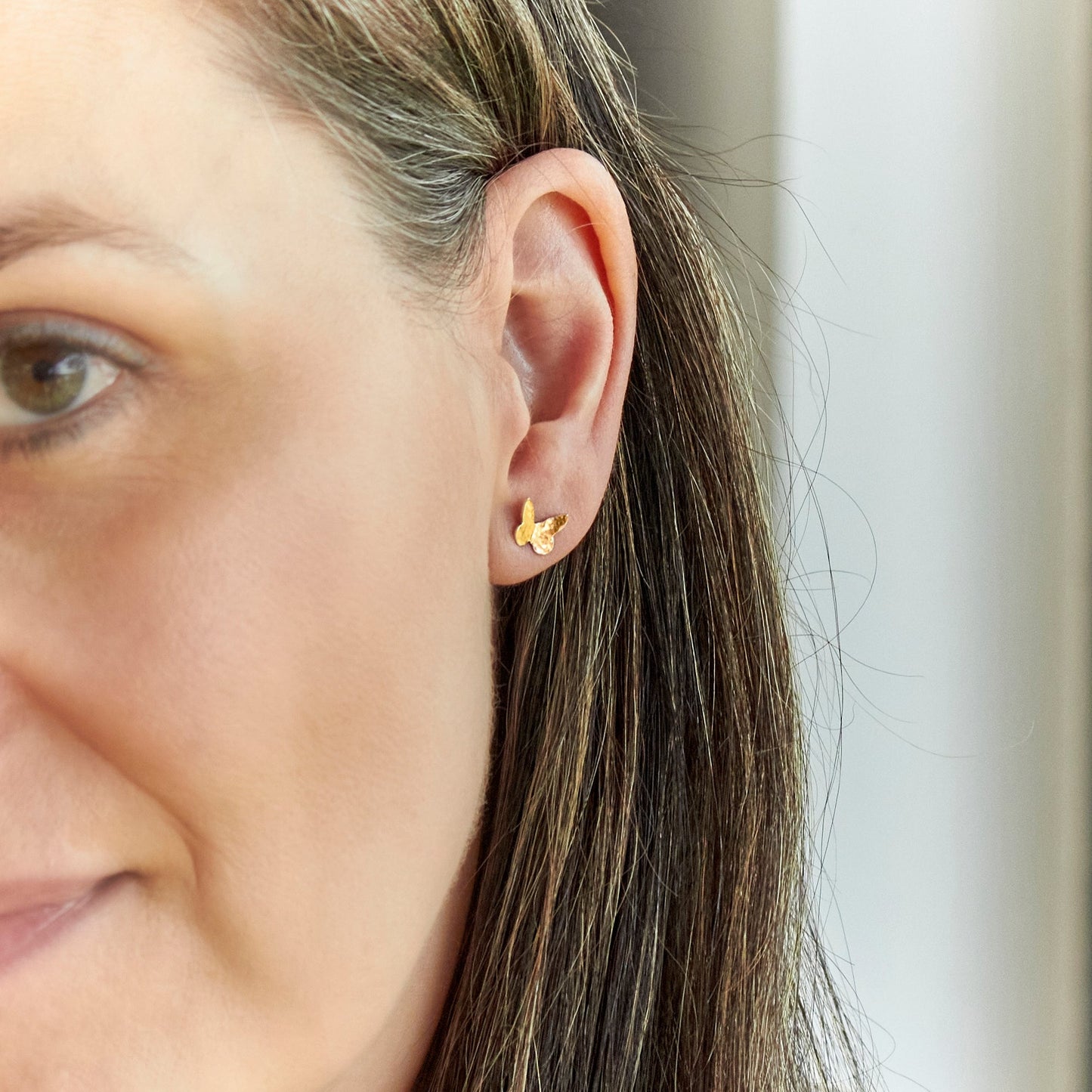 Solid Gold Tiny Butterfly Earrings