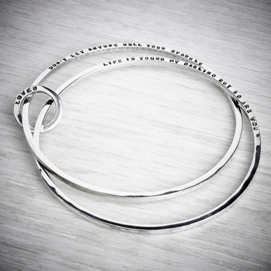 Silver Personalised Double Bangle by Emma White
