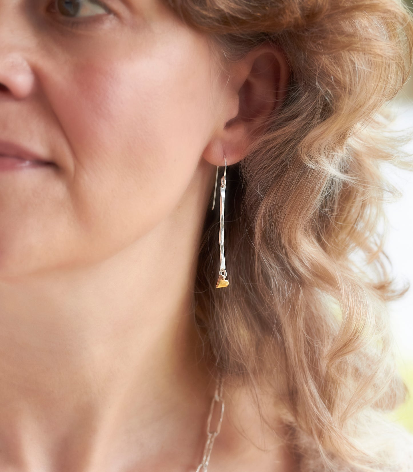 Twisted Drop Rose Gold & Silver Heart Hook Earrings by Emma White