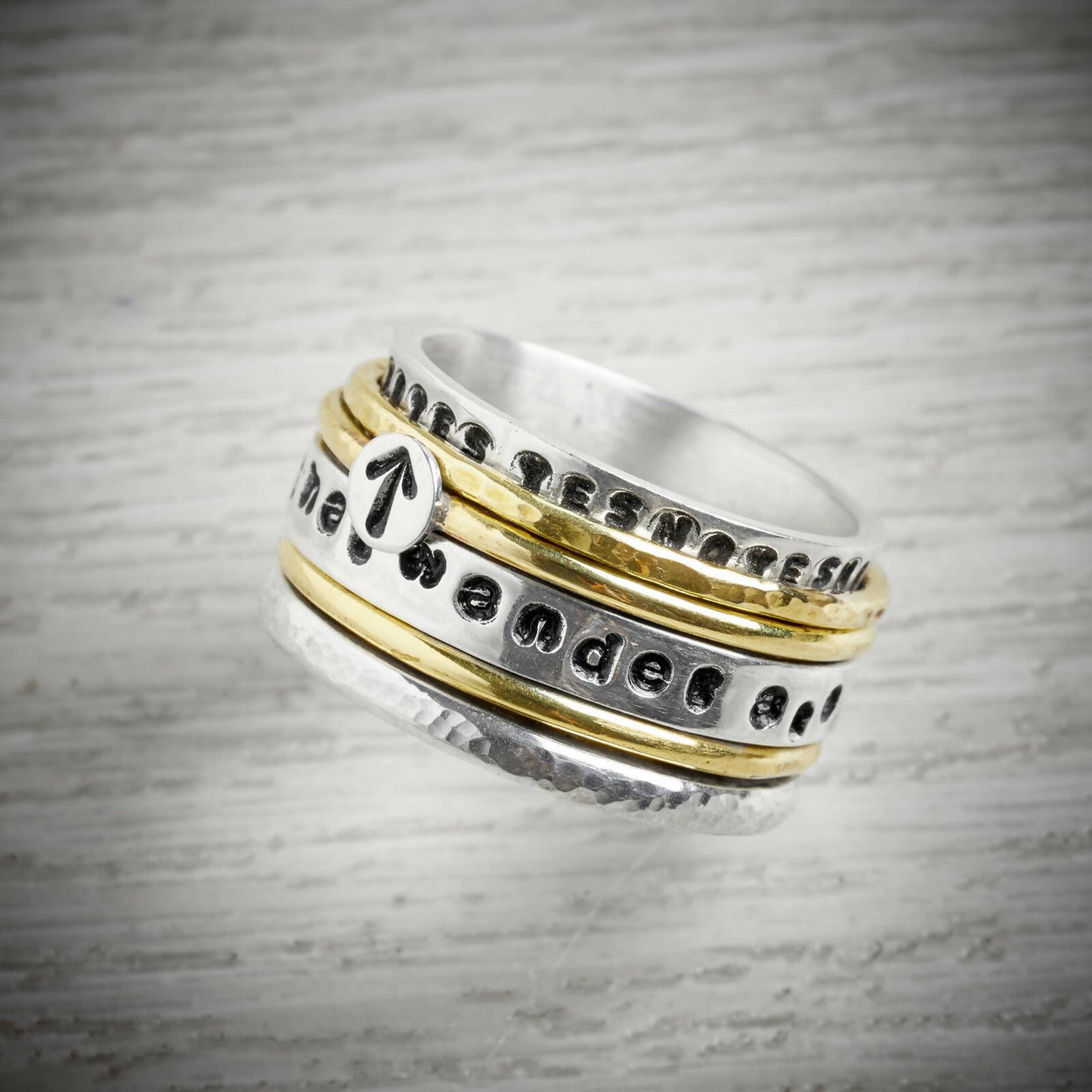 The YES/NO Looking Up Personalised Spinning Ring by Emma White