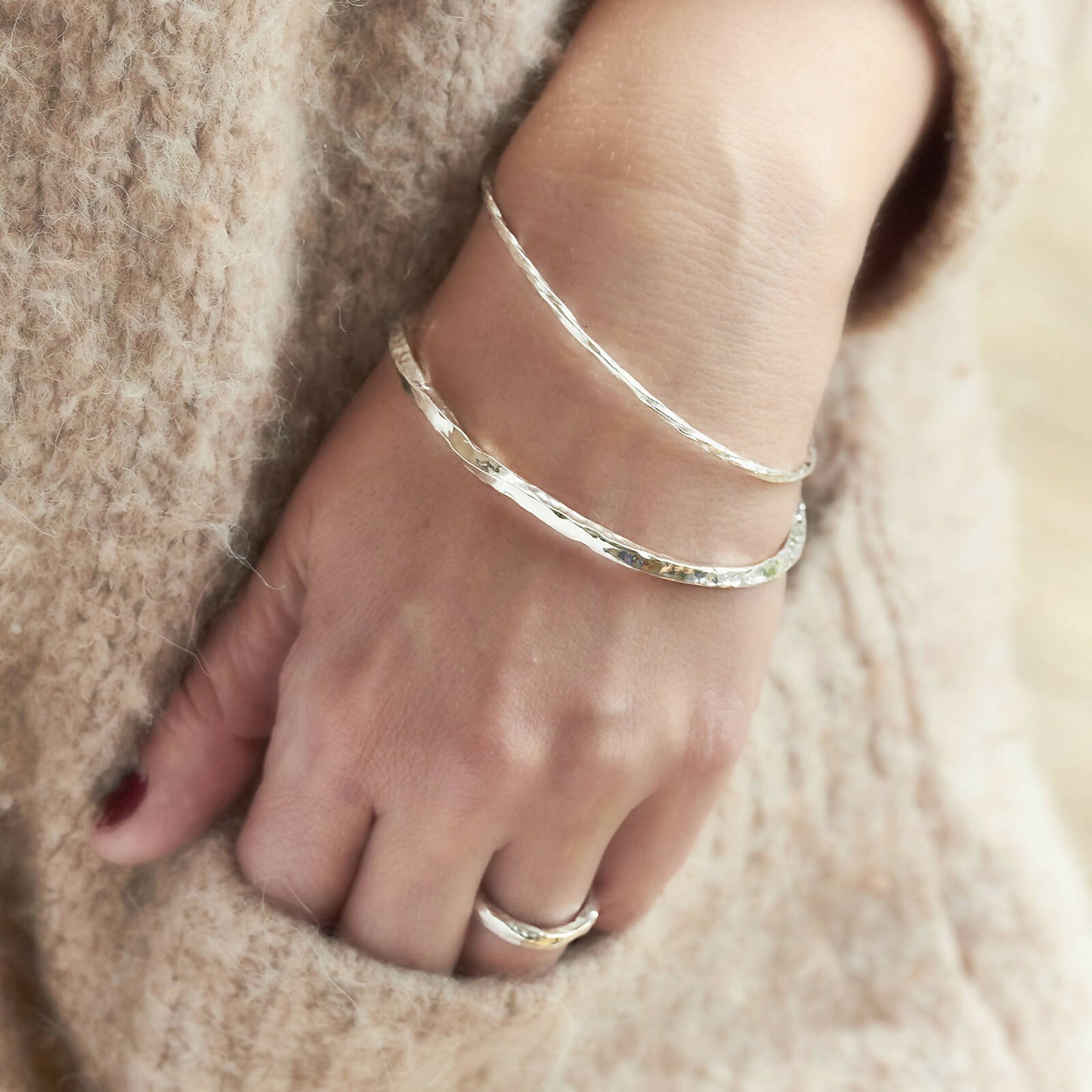Slimline Twisted Bangle by Emma White