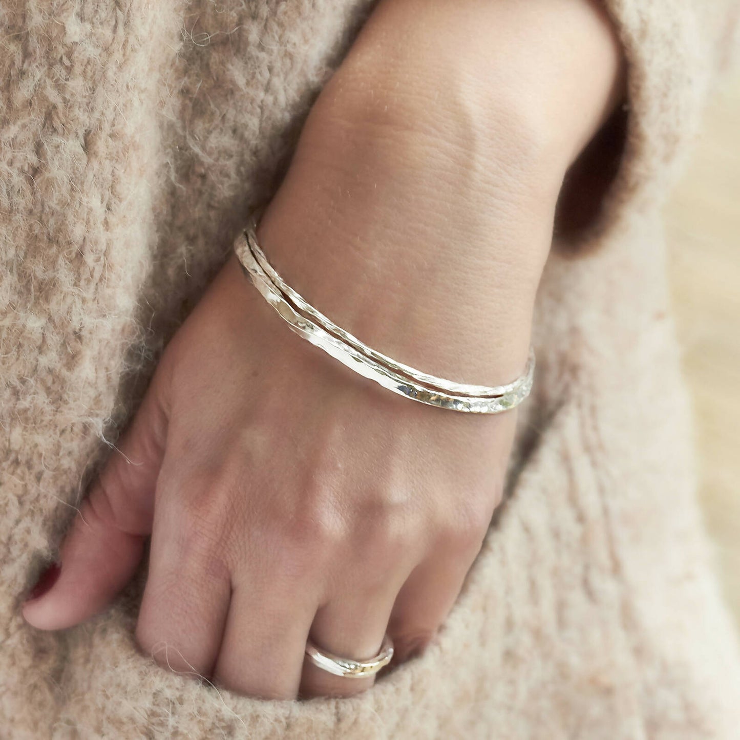 Slimline Twisted Bangle by Emma White
