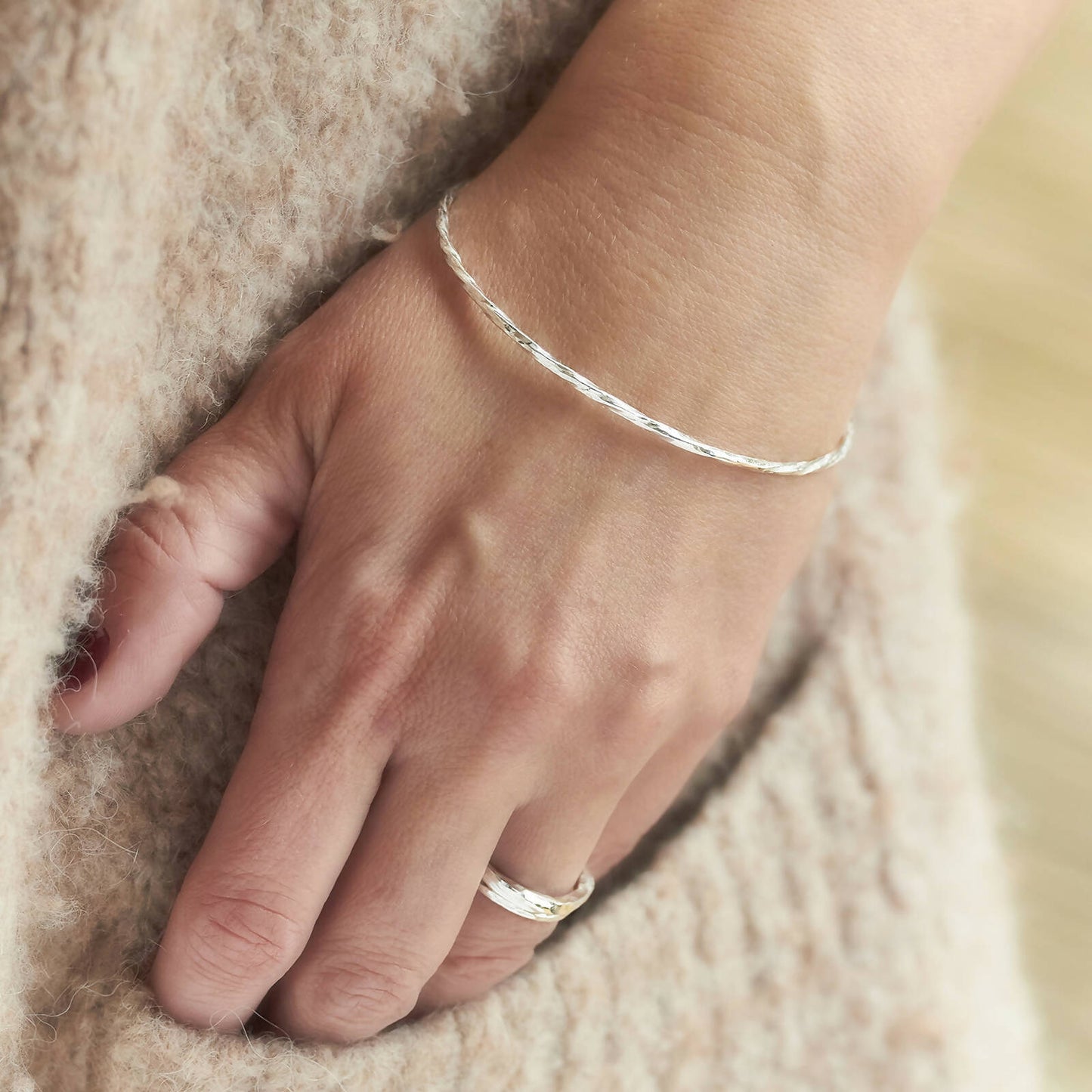 Slimline Twisted Ring by Emma White