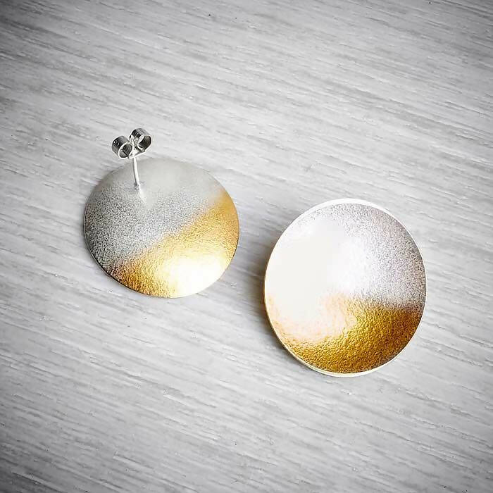 Electra, Extra Large Silver and Gold Studs by Melanie Hamlet