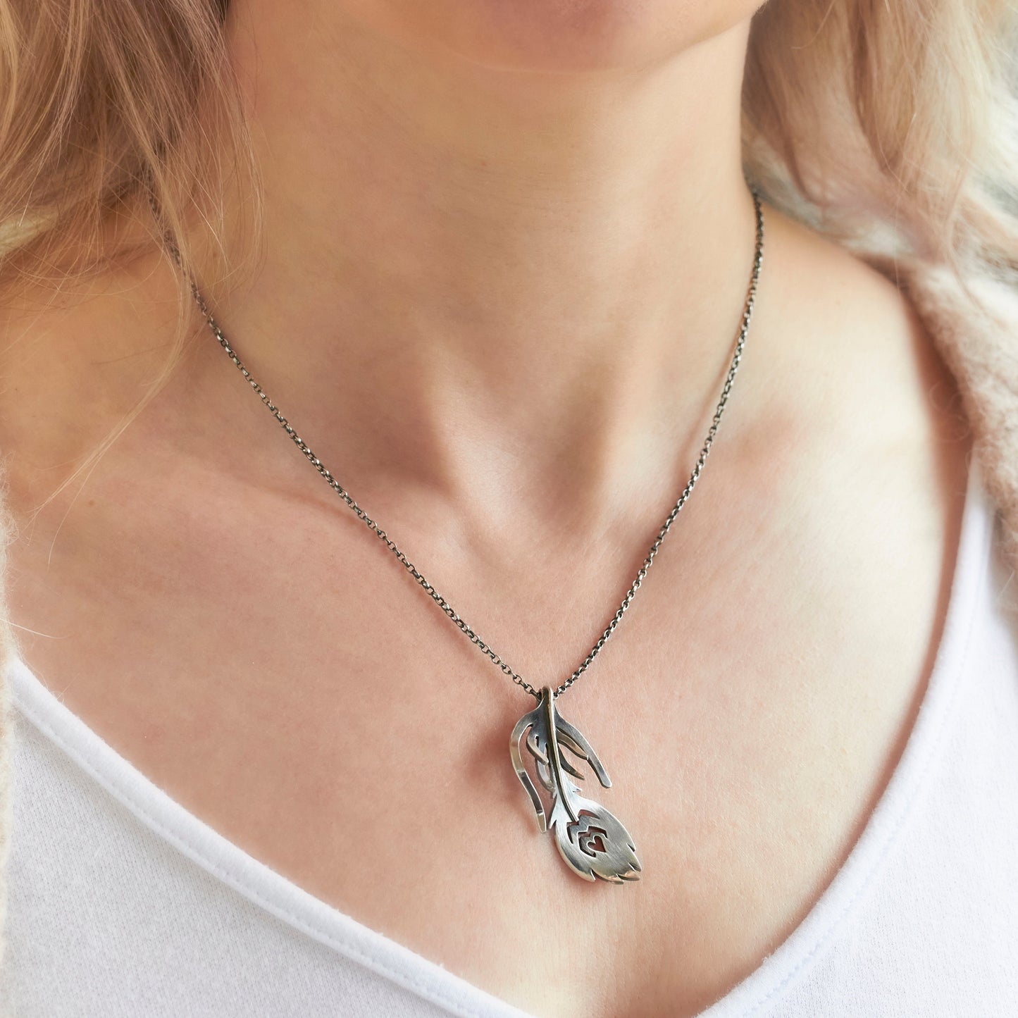 Minimalist Peacock Feather Necklace by Emma White