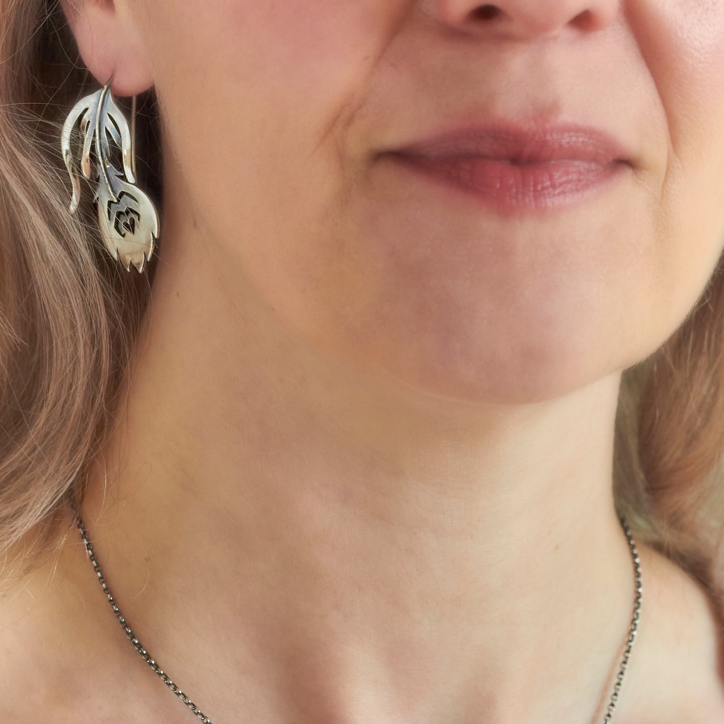 Small Minimalist Peacock Feather Earring by Emma White