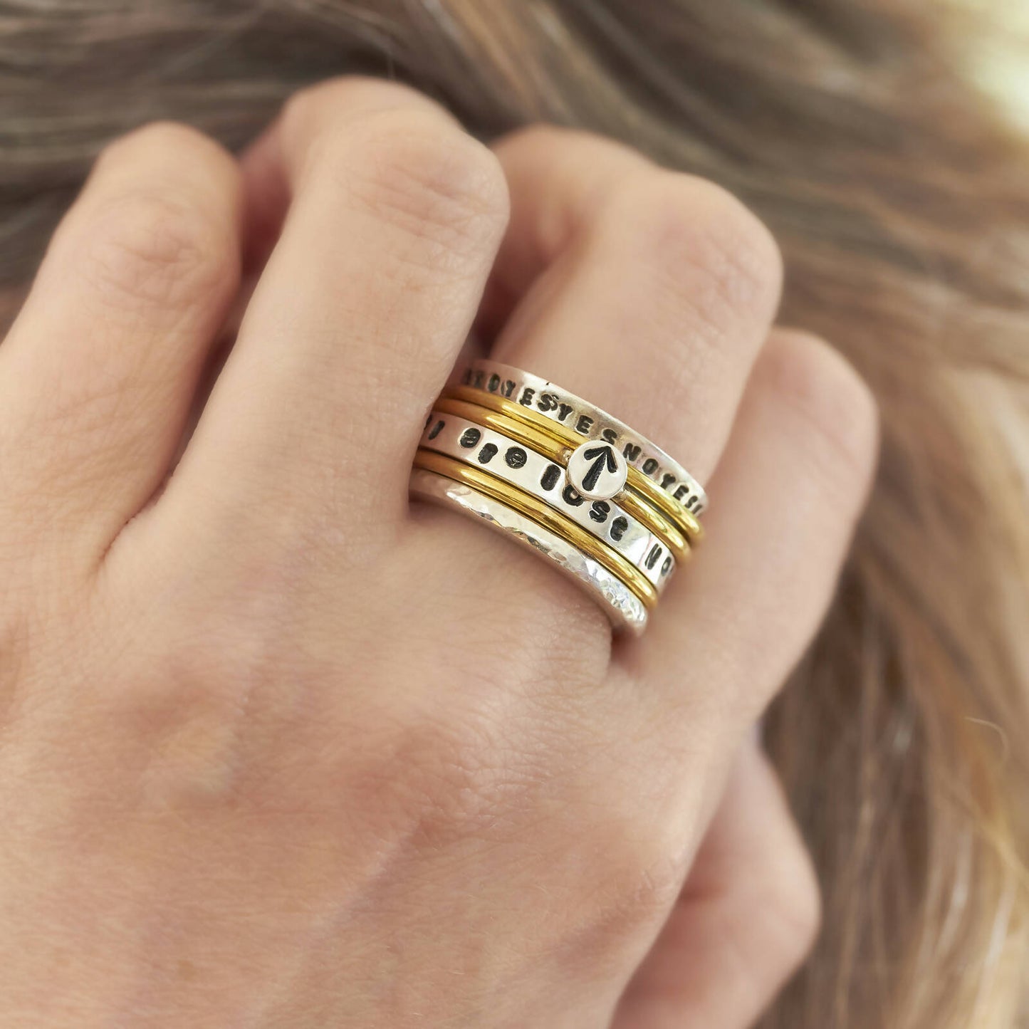 The YES/NO Looking Up Personalised Spinning Ring by Emma White