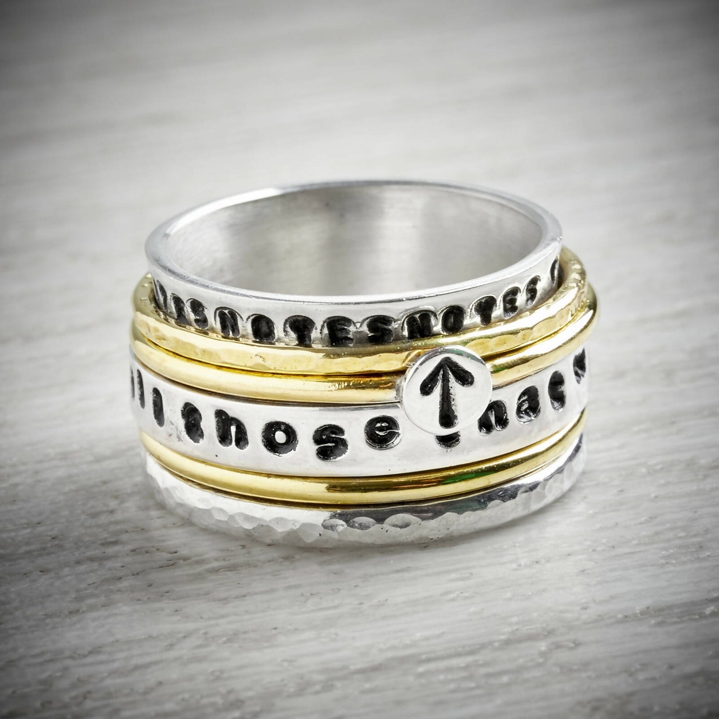 The YES/NO Looking Up Personalised Spinning Ring by Emma White