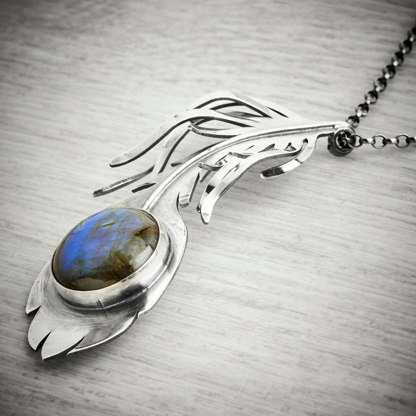 Large Peacock Feather Necklace by Emma White