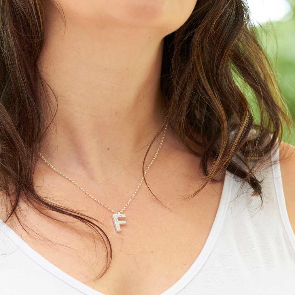 Silver Letter Necklace made by Elin Mair, image property of THE JEWELLERY MAKERS.-1