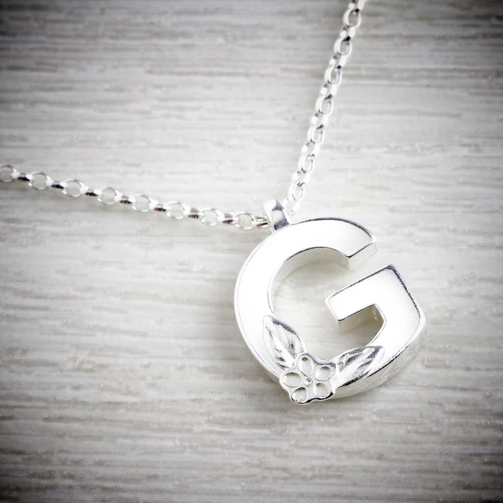 Silver Letter G Necklace, made by Elin Mair, Image property of THE JEWELLERY MAKERS-0