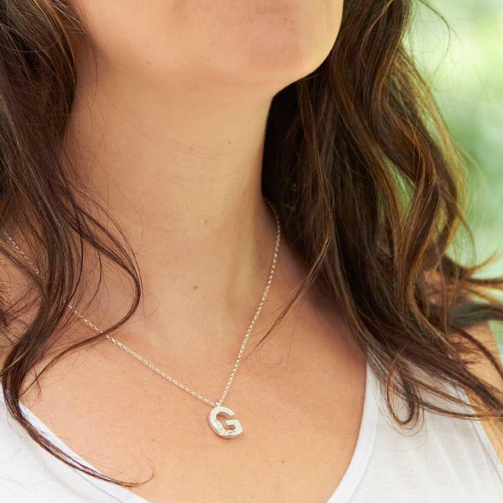 Silver Letter G Necklace, made by Elin Mair, Image property of THE JEWELLERY MAKERS-1