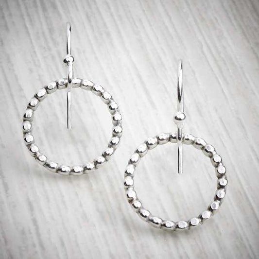 Bobble ring hook earrings, handmade earrings on a grey background-0