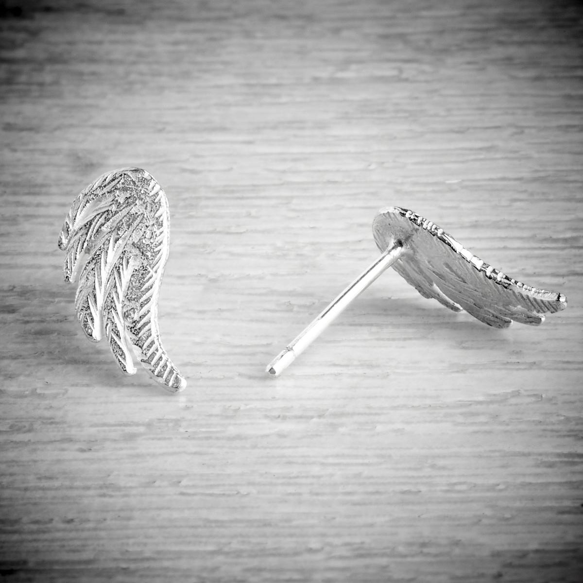 small silver angel wing stud earrings by Fi Mehra available from THE JEWELLERY MAKERS, image property of EMMA WHITE-1