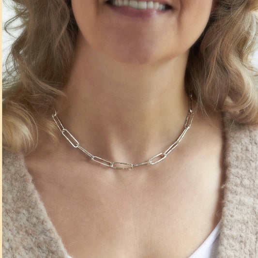 Silver Paperclip Chain (Short) by Emma White