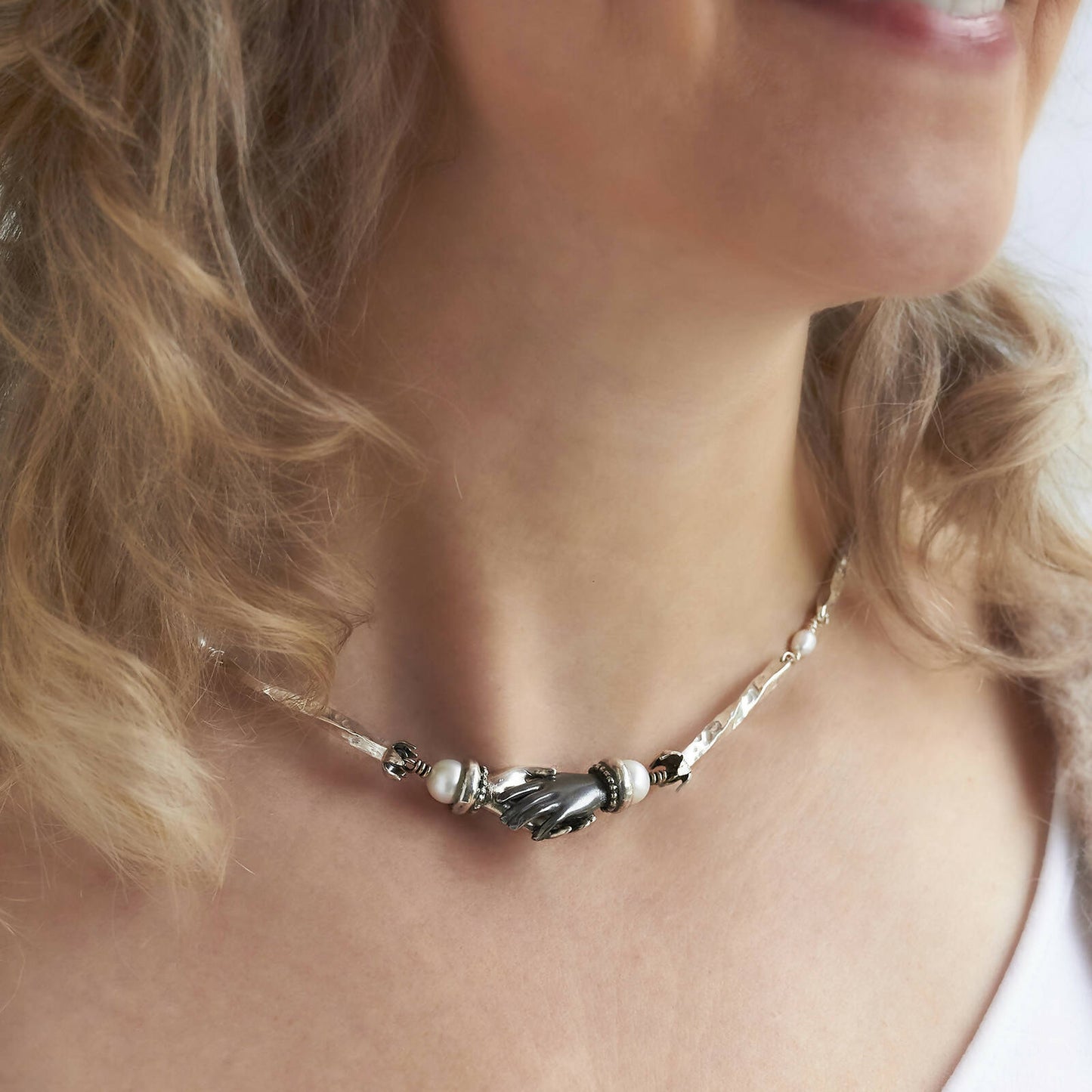 Clasped Hands Choker Necklace by Emma White