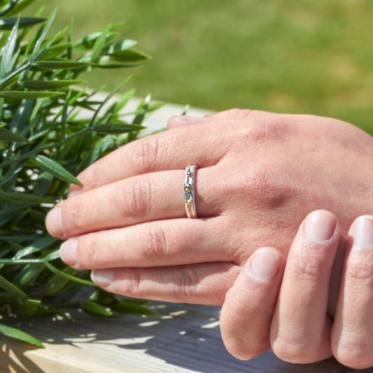 Double Band Ring with Gold Nuggets By Fi Mehra