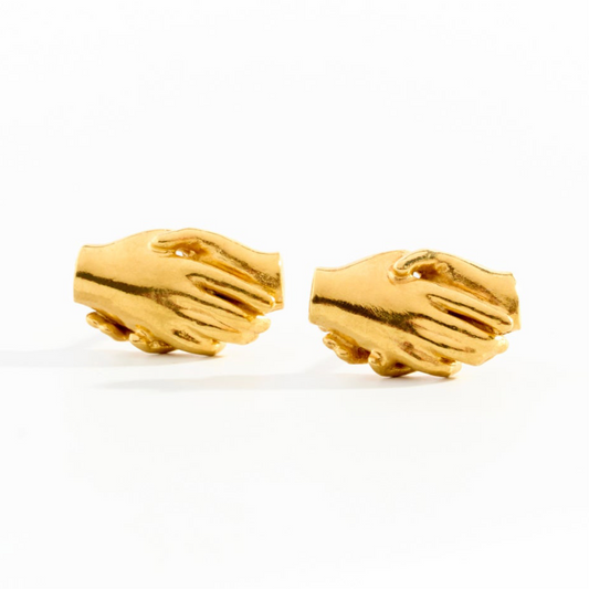 18ct Gold Vermeil Clasped Stud Earrings by Emma White