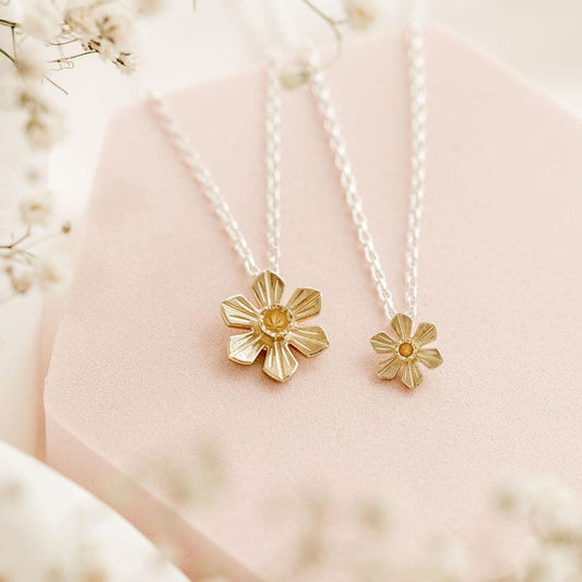 Small Silver & 9ct Gold Daffodil Necklace by Elin Mair