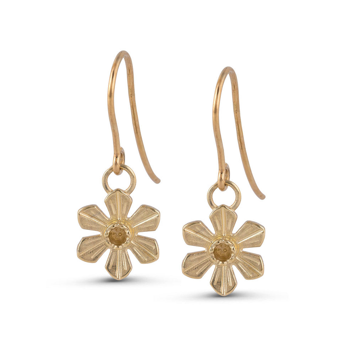 9ct Gold Daffodil Hook Earrings by Elin Mair