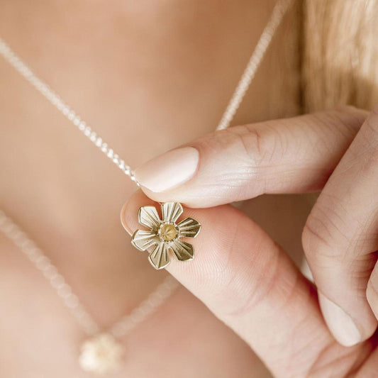 Large Silver & 9ct Gold Daffodil Necklace by Elin Mair