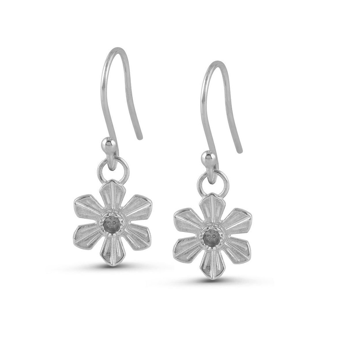 Silver Daffodil Hook Earrings by Elin Mair