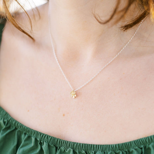 Small Silver & 9ct Gold Daffodil Necklace by Elin Mair