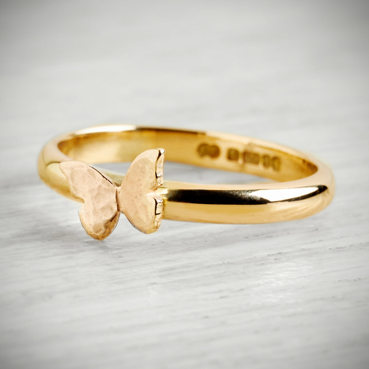 Solid Gold Tiny Butterfly Ring by Emma White