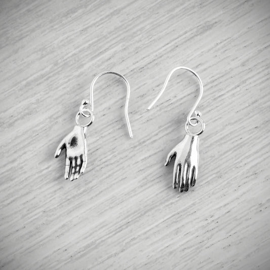Tiny Hand Hook Earrings by Emma White