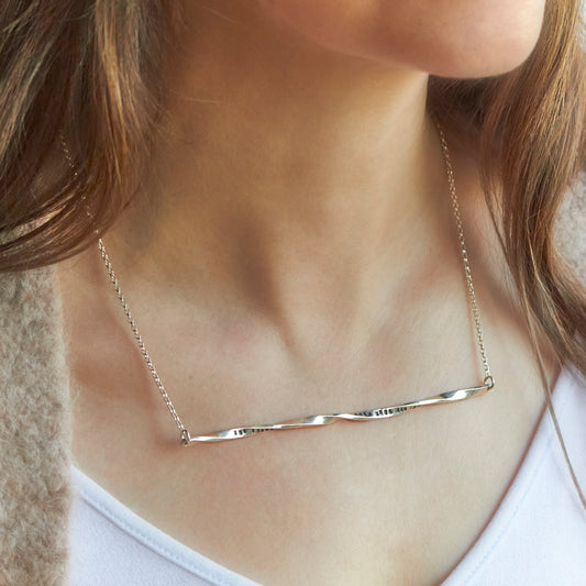 Silver Personalised Twisted Tales Bar Necklace