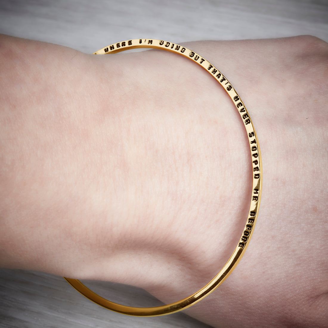 Gold Vermeil Tiny Text Personalised Bangle, long message. – Emma White ...
