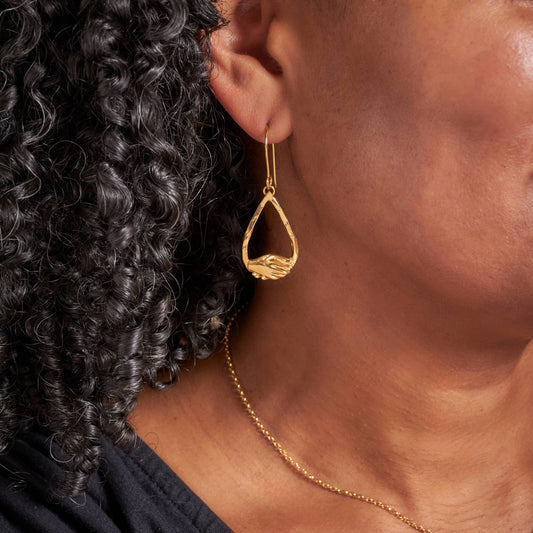 18ct Gold Vermeil Small Teardrop Clasped Hook Earrings by Emma White