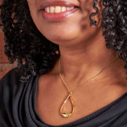 18ct Gold Vermeil Large Clasped Teardrop Necklace by Emma White