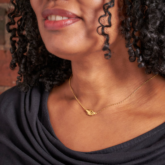18ct Gold Vermeil Clasped Hands Choker by Emma White