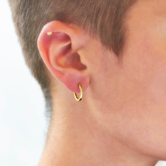 18ct Gold Vermeil Huggie Stacking Hoop Hammered Lines Earrings