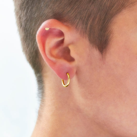 18ct Gold Vermeil Huggie Stacking Hoop High Shine Earrings