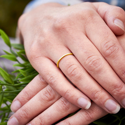 18ct Gold Vermeil Slender Frosted Stacking Ring